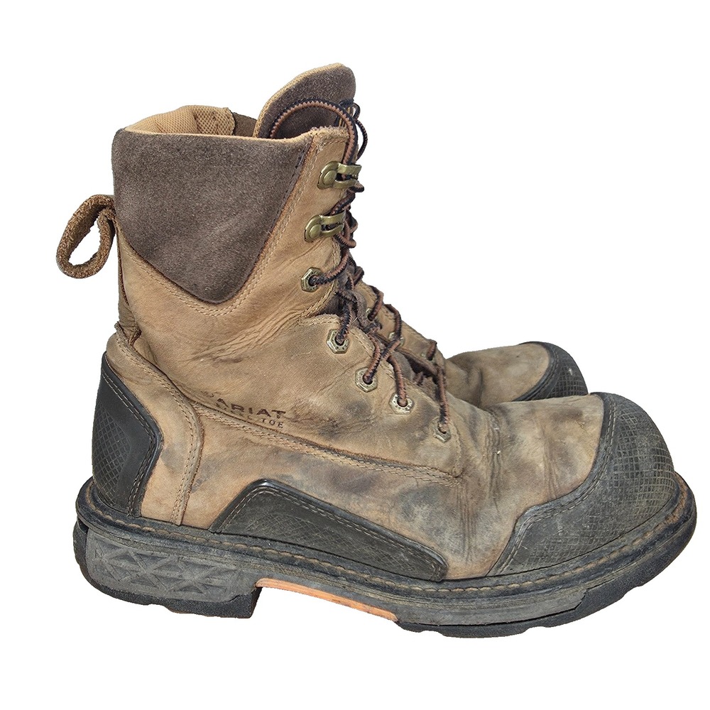 Ariat Overdrive 8 Work Boots Mens 10 D Brown Leather Steel Toe ASTM F2413-11 *